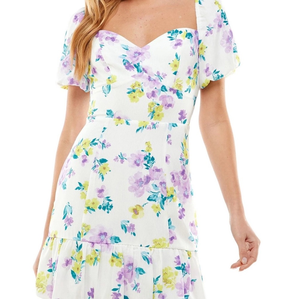 Sweetheart White Dress with Floral Accents